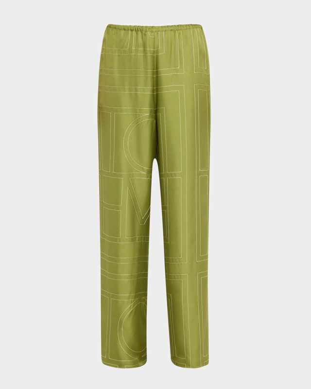 Monogram Silk Pajama Bottoms